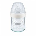 Biberon Nuk Nature Sense Sticla 120 ml Control Temperatura Tetina Silicon S 0-6 luni Alb