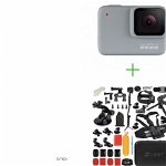 GoPro HERO7 White - Comenzi vocale, Stabilizare video, Rezistent la apa,Touch Screen Intuitiv, Full HD + mega pachet de accesorii SHOOT, www.GNEX.ro
