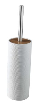 Perie de toaletă Fox, 23.7x9.2x9.2 cm, rășină/ metal/ lemn de bambus, alb