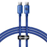 Cablu de incarcare Baseus Crystal Shine Series CAJY000603, USB Type-C la USB Type-C, 100W, 1.2m (Albastru), BASEUS
