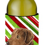 Caroline`s Treasures Chesapeake Bay Retriever Candy Cane de vacanță de Crăciun vin sticla Hugger Dungi roșii verzi Wine Bottle, 