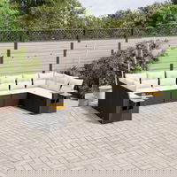 vidaXL Set canapele de grădină cu perne, 10 piese, negru, poliratan, vidaXL