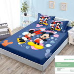 Husa Din Bumbac Tip Finet Cu Elastic 140x200 - Mickey Minnie Blue, 