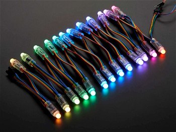 LED-uri RGB de 12mm (25 pe fir), Adafruit