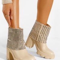 Cizme scurte dama bej Almasa, Zappatos