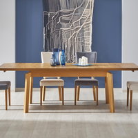 Masa extensibila din MDF si lemn, Starling Stejar Honey, L100-200xl100xH77 cm