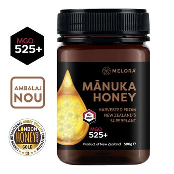 Miere de Manuka MELORA, MGO 525+ (UMF 15) Noua Zeelanda, 500 g, naturala, New Zealand Manuka Group