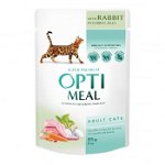 Hrana umeda completa Optimeal pentru pisici cu iepure in jeleu de morcovi, 12x0,085 kg
