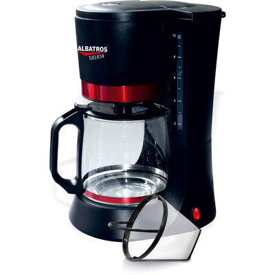 Cafetiera, Albatros, Delicia, 680 W, 1,2l, capacitate 10 cesti, negru/rosu