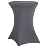 Husa masa evenimente, Relaxdays, husa elastica, rotunda, fata de masa pentru cocktail si catering, d 55-60 cm, h 100 cm, gri