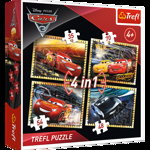 Set puzzle 4 in 1 Trefl Disney Cars, Gata de cursa 1x35 piese, 1x48 piese, 1x54 piese, 1x70 piese, Trefl