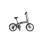 Bicicleta Electrica E-BIKE Pliabila Echipare Shimano 6 Viteze Roti 20 Inch Cadru Aluminiu Frane Mecanice Disc Carpat CSC10/05E Gri/Alb