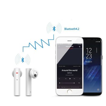 Casti stereo Bluetooth 4.2, wireless In-Ear, microfon, dock incarcare, Android/IOS, CE-LINK