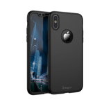 Husa de protectie pentru Apple iPhone XS MAX, iPaky Pro Black Original Case, acoperire completa 360 grade cu folie de protectie gratis