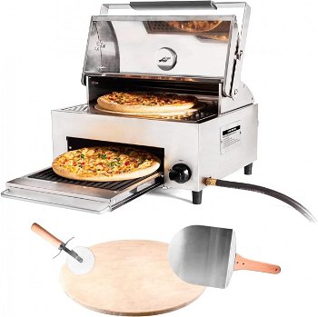 Cuptor Pizza Profesional pe gaz OvenPlus, multifunctional cu doua niveluri, 
