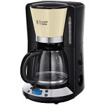 Cafetiera Russell Hobbs Colours Plus+ Cream 24033-56, 1100 W, 1.25 L, Tehnologie WhirlTech, Crem/Negru, Russell Hobbs