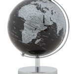 Decorațiune Globe, 17x13x13 cm, plastic/ metal, negru/ argintiu, Mauro Ferretti