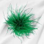 Brosa puf pene fine verde cu diamtetru de 15 cm, cu clips pentru par, Shopika