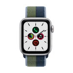 Apple Watch SE, Cellular, Carcasa Aluminium 40mm Silver, Abyss Blue/Moss Green Sport Loop