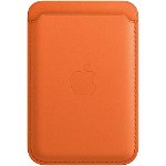 Husa de protectie Apple Leather Wallet with MagSafe, Portocaliu, Apple