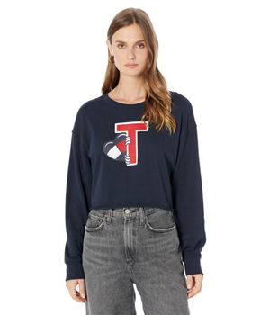 Imbracaminte Femei Tommy Jeans Peaking Heart Crop Pullover Sky Captain, Tommy Jeans