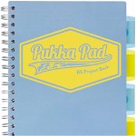 Caiet cu spirala si 5 separatoare Pukka Pads Project Book Pastel coperti PP 200 pag Matematica B5 hartie 80g BLUE, Pukka Pad