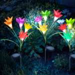 Pachet 2 lampi solare LED Garden Of Eden 11720, model floare, LED RGB, acumulator 600 mAh, IP44, 75 cm