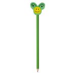 Creion cu guma, simplu, verde din lemn ascutit cu guma colorata, 