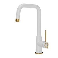 Baterie de Bucatarie Quadron Natalie Baterie de Chiuveta de sine statatoare Alb + Aur