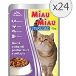 Pachet Miau Miau Sterilised Mancare umeda pisici, 100 g x 24 buc, Miau Miau