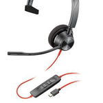 Casti Call Center Plantronics Blackwire 3310, USB-C, Monoaural, Microfon (Negru)