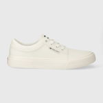 Tommy Jeans, Pantofi sport low-cut din piele ecologica, Alb