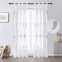 Set de 2 perdele Yugarlibi, poliester, alb/gri, 140 x 260