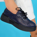 Pantofi Casual, culoare Bleumarin, material Piele ecologica - cod: P9410, Lulux