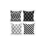 Set 4 fețe de pernă Minimalist Cushion Covers BW Graphic Patterns, 45 x 45 cm, Minimalist Cushion Covers