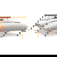vidaXL Cadru de pat fără saltea, maro ceruit 140x200 cm lemn masiv pin, vidaXL