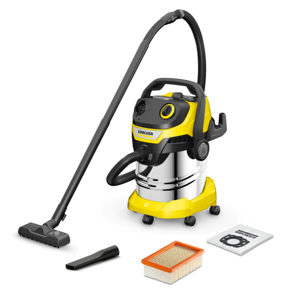 Aspirator Karcher KWD 6 P S V-25/6/22, 1300W, 25L, cablu 6m, Inox, Galben