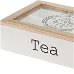 Cutie pentru depozitarea ceaiului, 24x16.5x7 cm, MDF, alb, Excellent Houseware