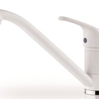 Baterie de bucatarie Pyramis MODO Snow, cartus ceramic, monocomanda, finisaj granit, alb