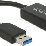 Adaptor USB 3.1-A la tip C T-M Activ 0.15m Negru, Delock 65698, Delock