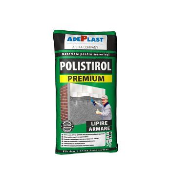 Adeziv si masa de spaclu polistiren expandat/vata minerala Adeplast Polistirol Premium, interior/exterior, 25 kg, adeplast
