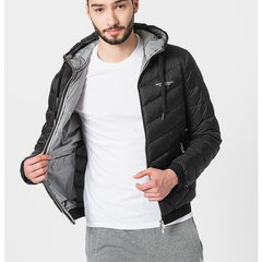 ARMANI EXCHANGE, Geaca cu umplutura de puf si aspect matlasat, Negru, S