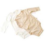 Set 2 body-uri cu maneca lunga petrecute bebe unisex, bumbac organic, crem cu buline, Baby Cosy, marime 0-3 luni