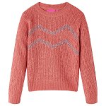 Pulover pentru copii tricotat, roz mediu, 104, vidaXL
