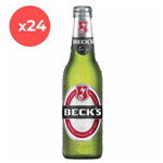 Bax 24 bucati bere blonda, Pilsner, Beck's, 4.9% alc., 0.33L, sticla, Romania
