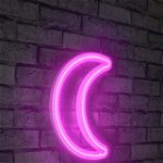 Decoratiune luminoasa LED, Crescent, Benzi flexibile de neon, DC 12 V, Roz, Neon Graph