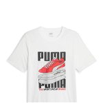 Puma, Tricou de bumbac cu imprimeu logo, Rosu/Alb optic/Negru