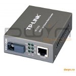Switch media convertor TP-Link, 2 porturi (1x100Mbps SC, 10/100 Mbps (RJ-45)), BiDi 10/100Base-TX to 100Base-FX (SC), Single-Mode, 20Km, WDM type A (se foloseste in pereche cu MC112CS), single fiber, montabil in sasiu, TP-Link