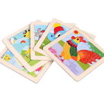 Puzzle din lemn, 9 piese, diverse modele, 