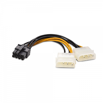 Cablu adaptor pentru alimentare PCI-E 8 pini tata la 2 x MOLEX 4 pini tata 18cm, PLS